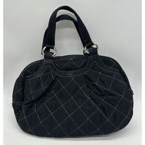 Black Quilted Vera Bradley Shoulder Bag Purse Pink Floral Interior